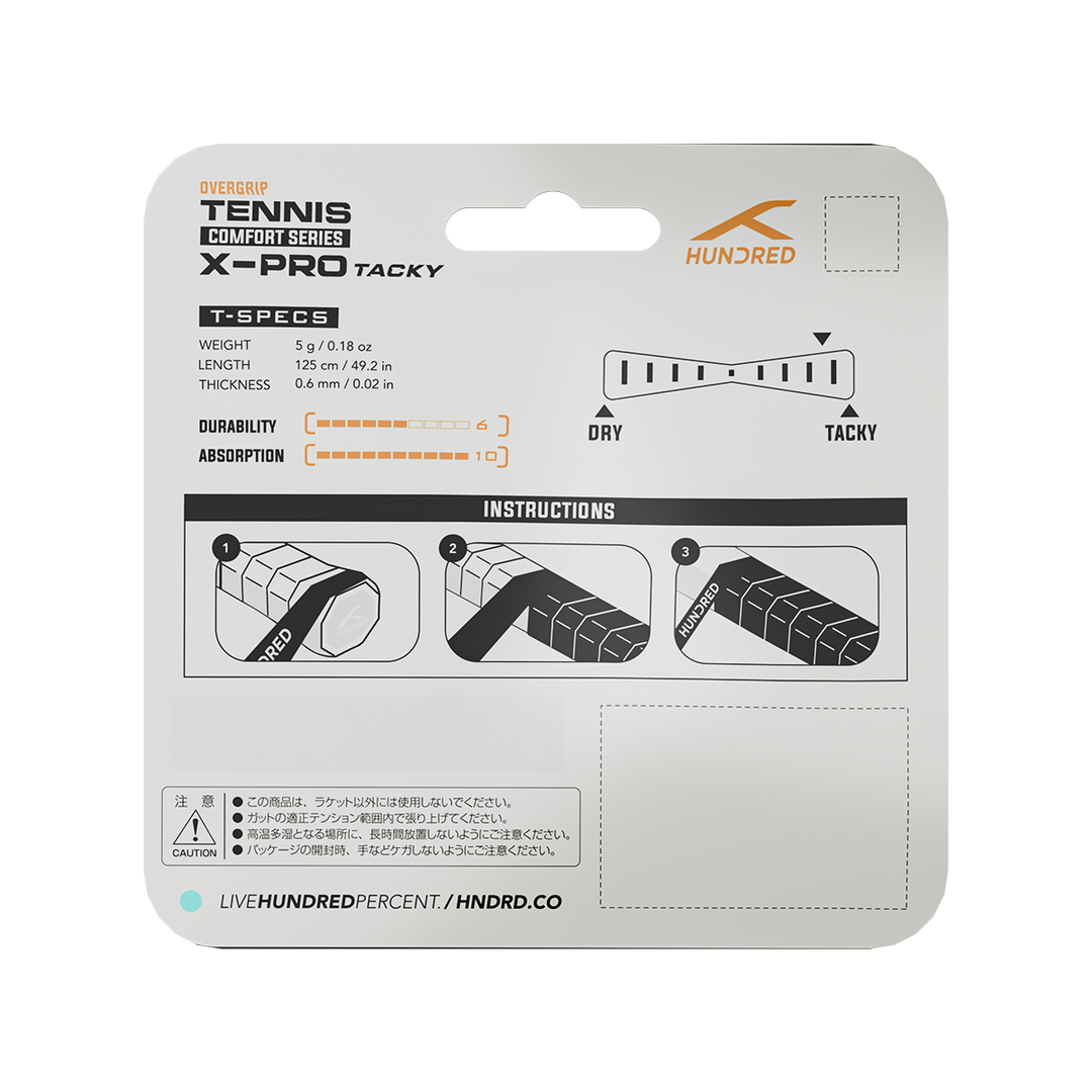 Hundred X-PRO TACKY (3 IN 1) Tennis Grip - WHITE