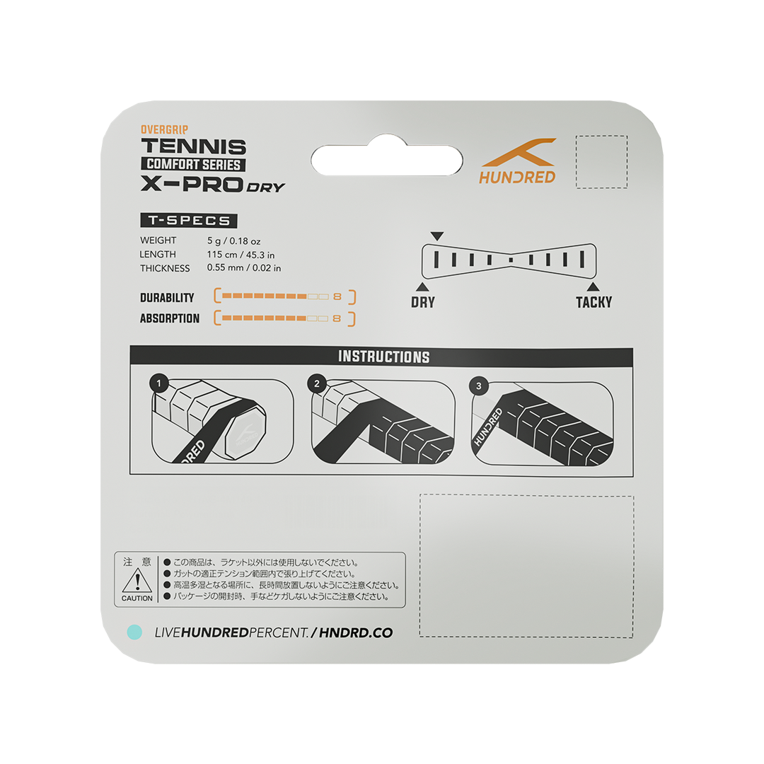 Hundred X-PRO DRY (3 IN 1) Tennis Racket Grip - WHITE