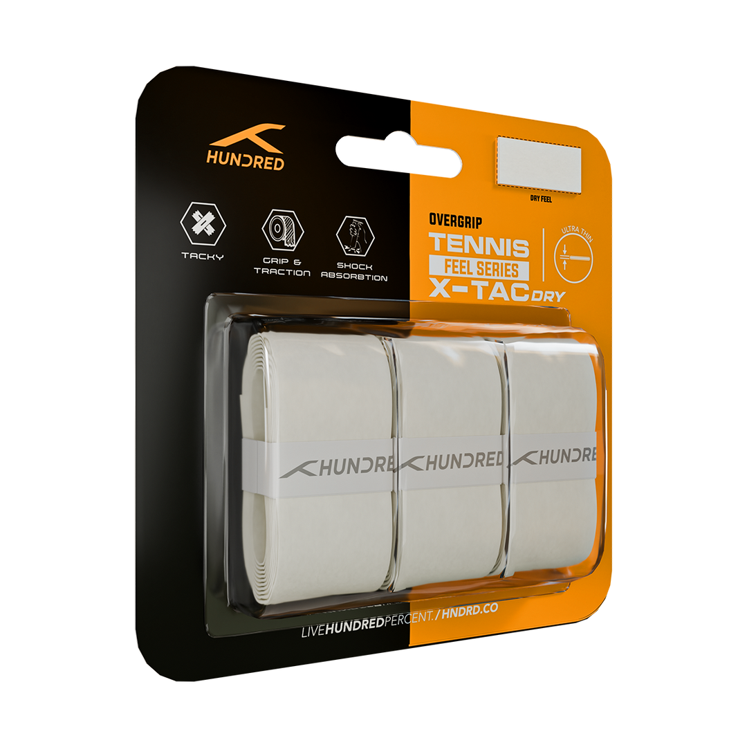 Hundred X-PRO TACKY (3 IN 1) Tennis Racket Grips - WHITE