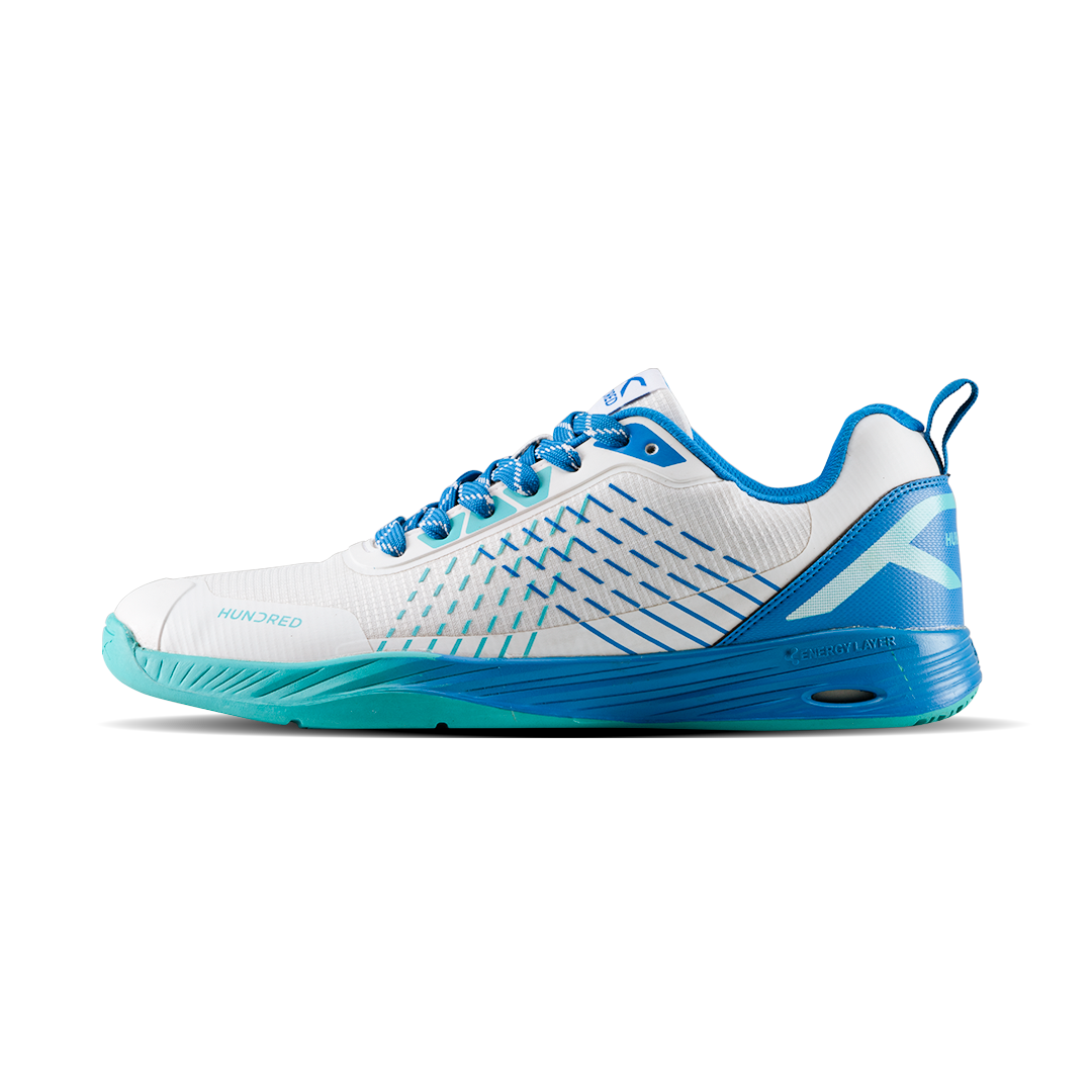 Hundred COURT ZOOM Non Marking Badminton Shoes - White/Blue