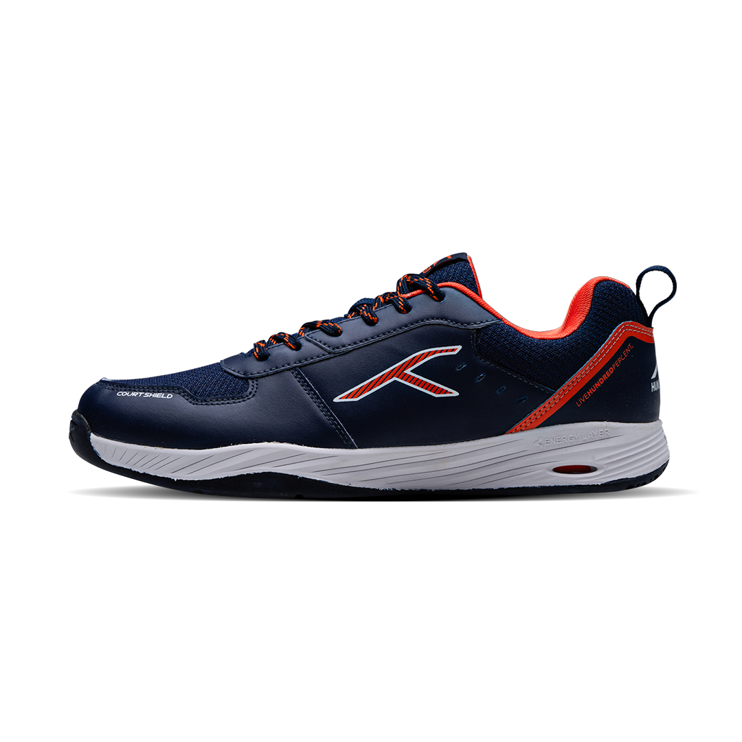 Hundred Court Shield Non Marking Badminton Shoes Navy/Orange/White