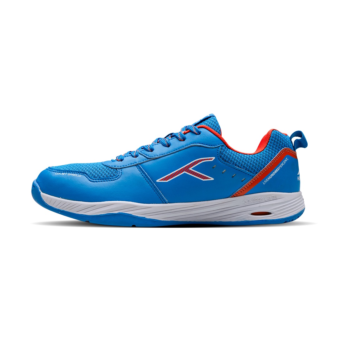 Hundred Court Shield Non Marking Badminton Shoes-Blue/Orange/White 