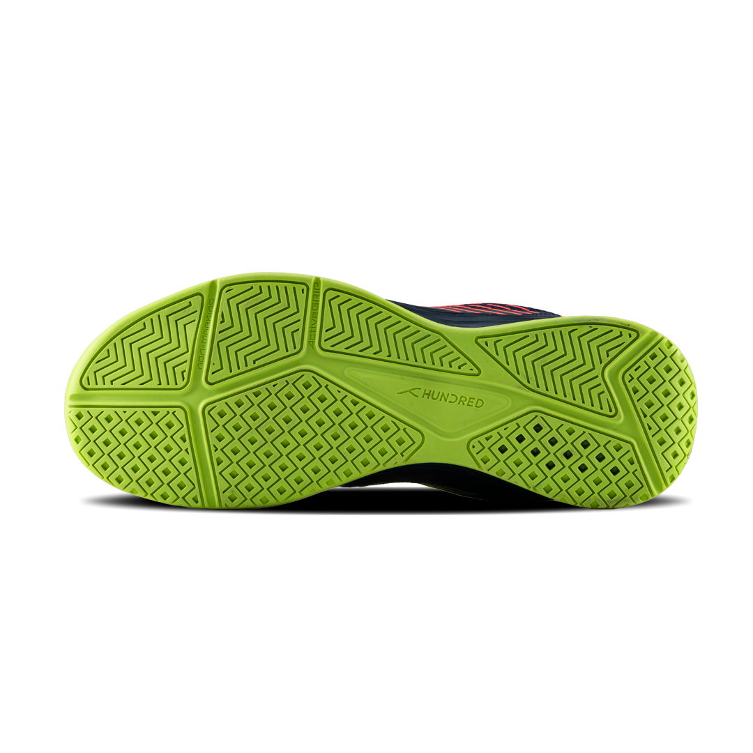 Hundred COURT ZOOM Non Marking Badminton Shoes - Navy/Lime/Orange