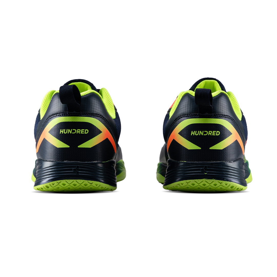 Hundred COURT ZOOM Non Marking Badminton Shoes - Navy/Lime/Orange