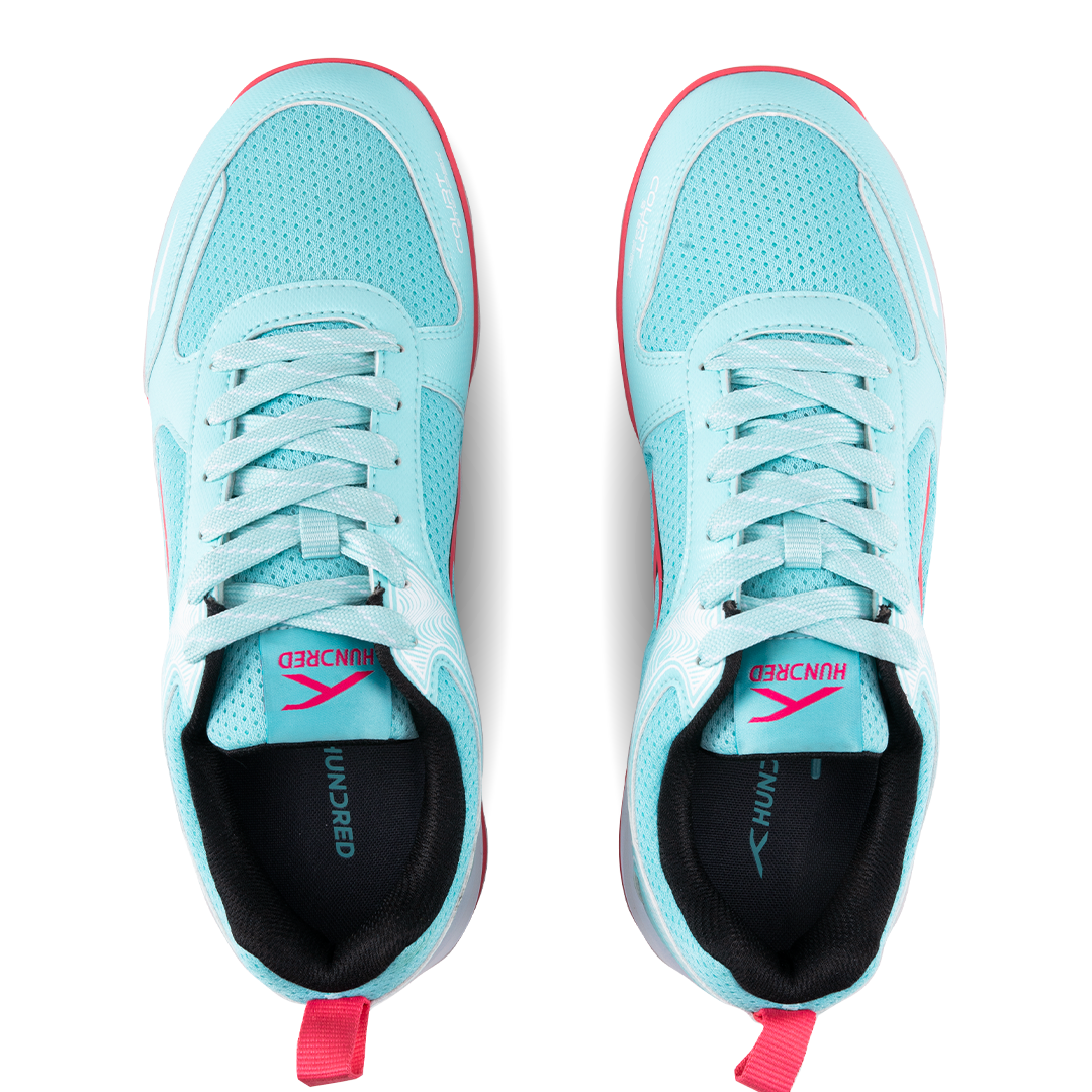 Hundred COURTSTEP PBX Pickleball Shoes - SEA BLUE/HYPER PINK/BLACK