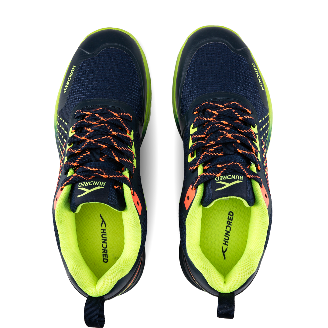 Hundred COURT ZOOM Non Marking Badminton Shoes - Navy/Lime/Orange