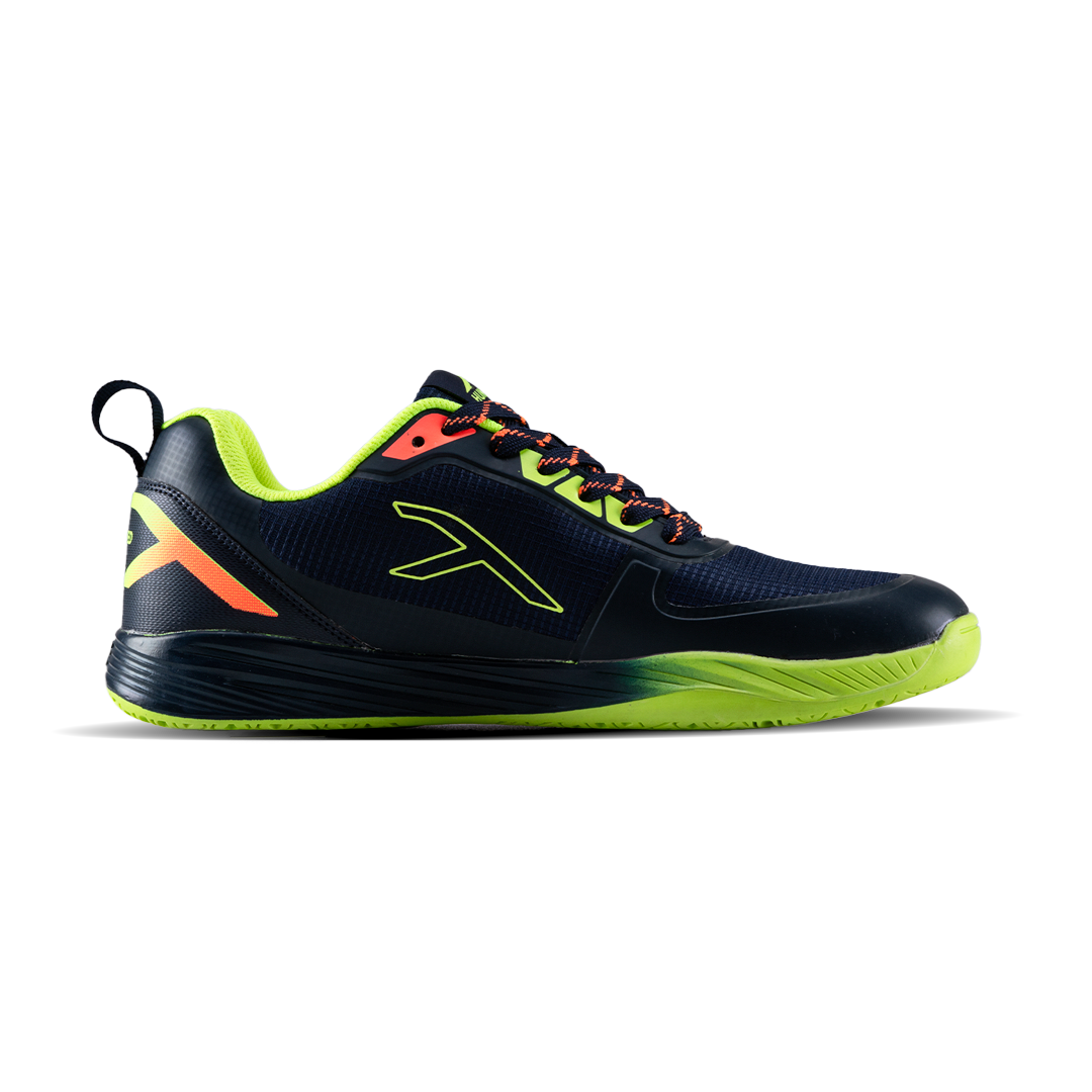Hundred COURT ZOOM Non Marking Badminton Shoes - Navy/Lime/Orange