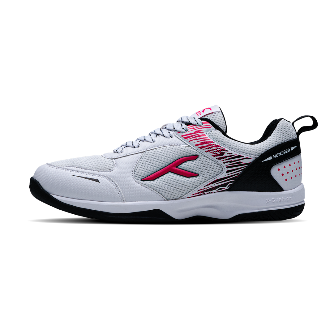 HUNDRED COURT STAR PRO NON MARKING BADMINTON SHOES - WHITE/BLACK/FUSHIA 