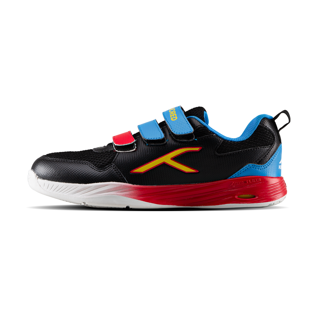 Hundred COURT CHAMPIONS Non Marking Badminton Shoes - Black/Blue/Red
