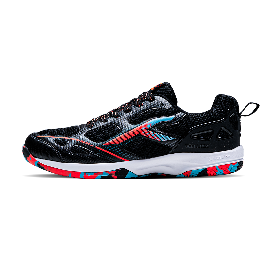 Hundred RAZE PRO Non Marking Badminton Shoes - Black/Orange/Blue