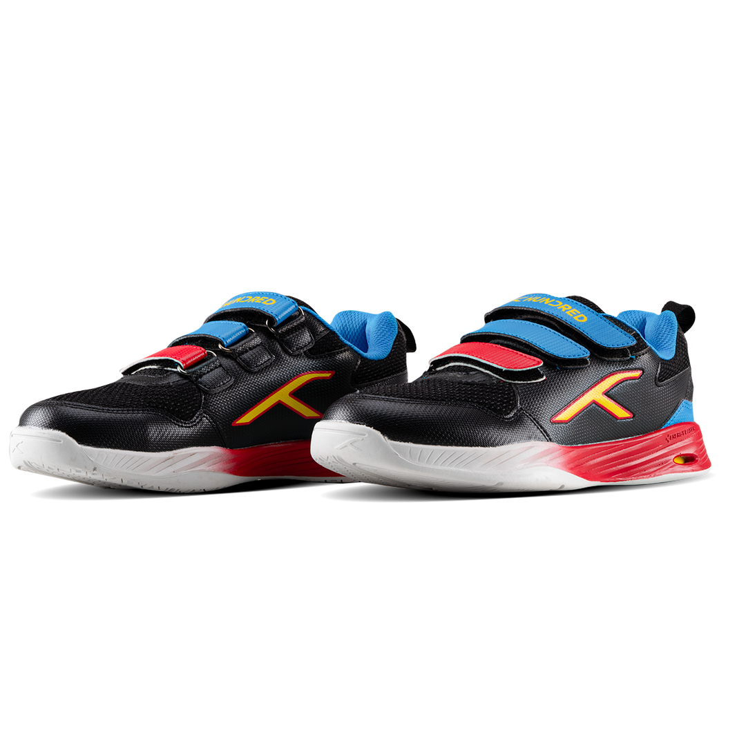 Hundred COURT CHAMPIONS Non Marking Badminton Shoes - Black/Blue/Red