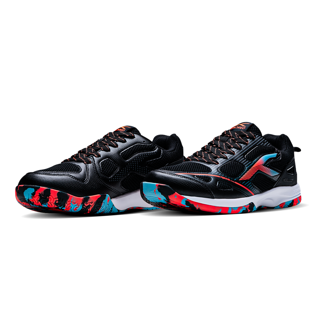 Hundred RAZE PRO Non Marking Badminton Shoes - Black/Orange/Blue