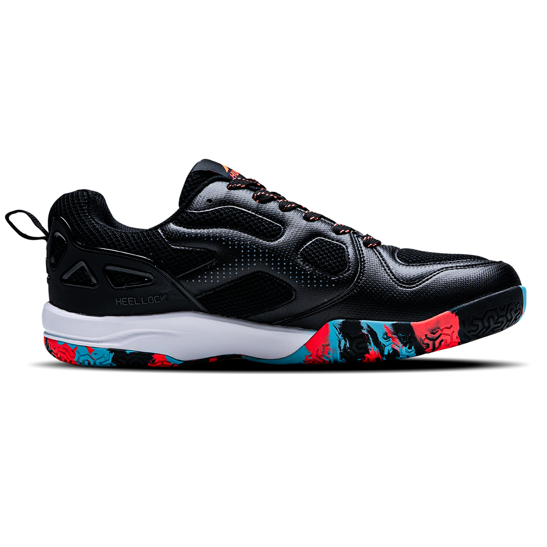 Hundred RAZE PRO Non Marking Badminton Shoes - Black/Orange/Blue