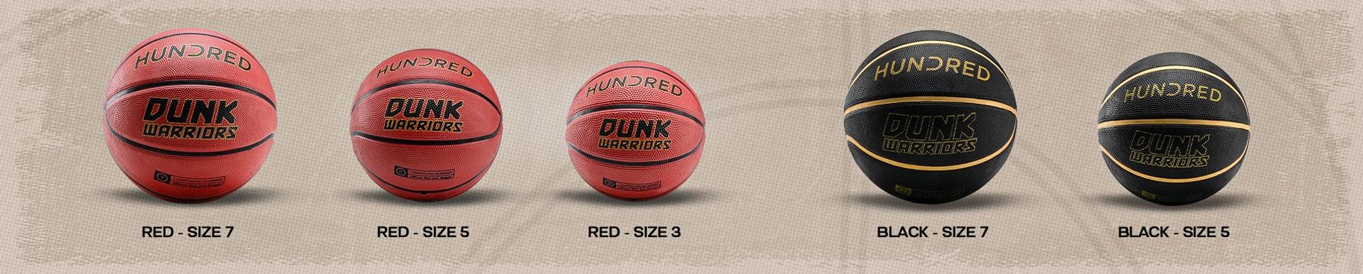 Hundred Dunk Warrior Basketball - Red Banner (Available Size 3, 5 and 7)