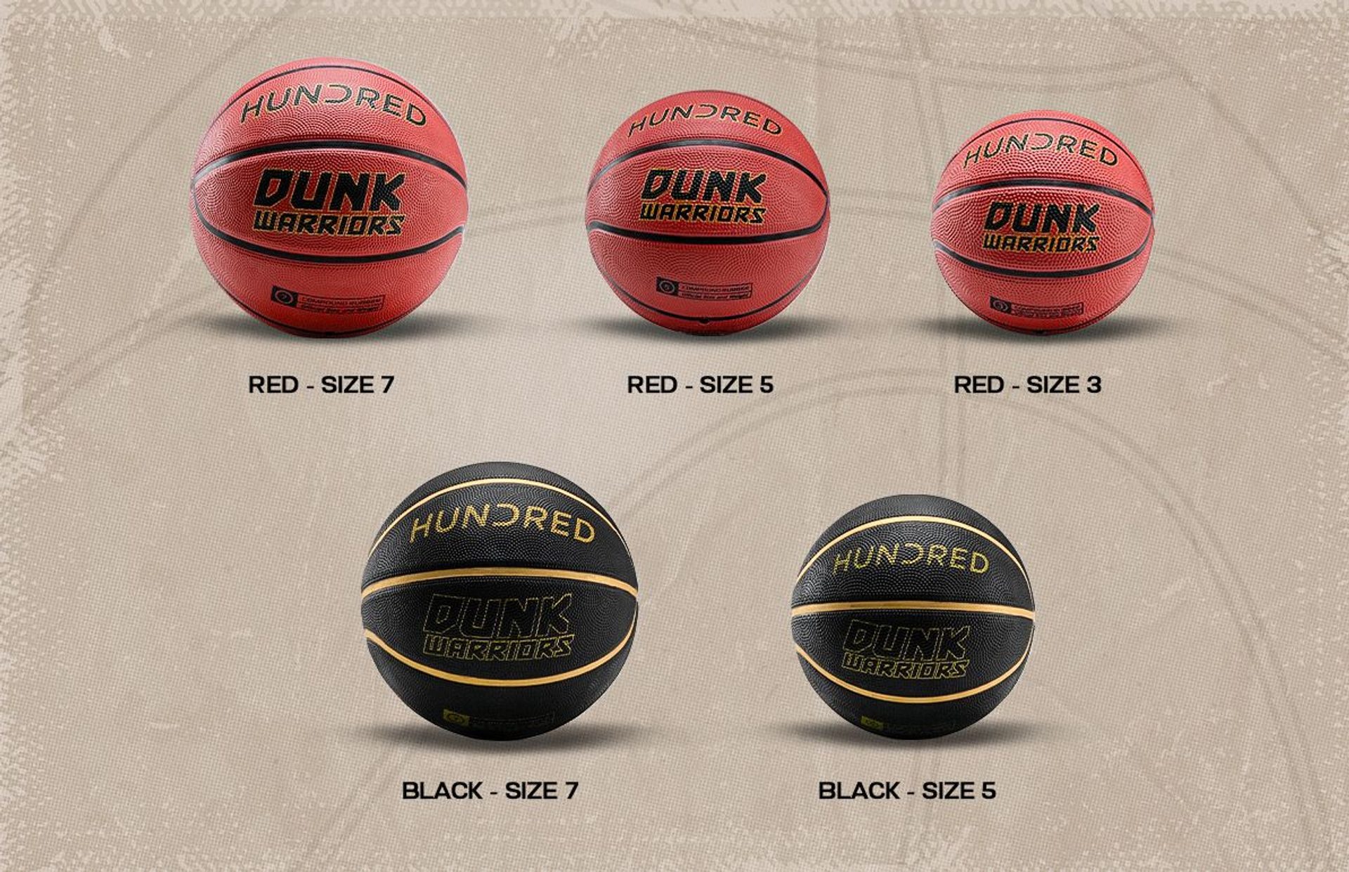 Hundred Dunk Warrior Basketball - Red Banner (Available Size 3, 5 and 7)