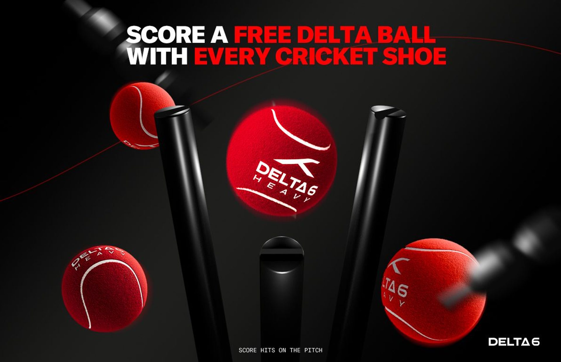 Free Delta 6 Heavy Cricket/Tennis Ball with Purchase of all Cricket Shoes