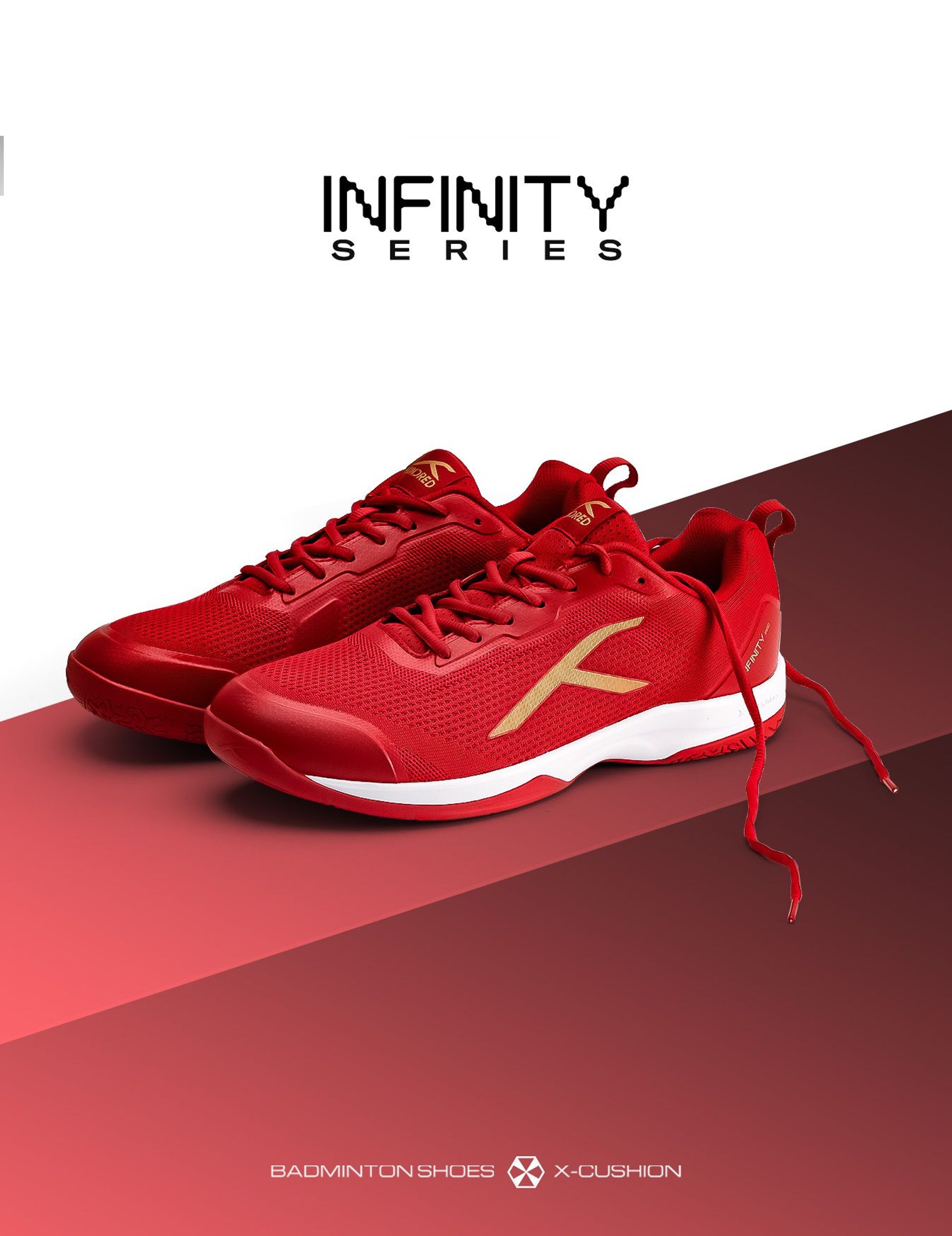 Hundred Infinity Series Non Marking Badminton Shoes : From heel to toe, Infinity Pro combines style, support, and strength for the perfect balance on and off the court.